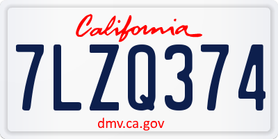 CA license plate 7LZQ374