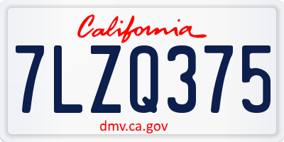 CA license plate 7LZQ375