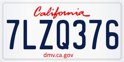 CA license plate 7LZQ376