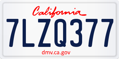CA license plate 7LZQ377