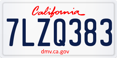 CA license plate 7LZQ383