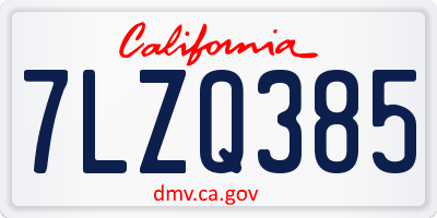 CA license plate 7LZQ385