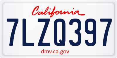 CA license plate 7LZQ397