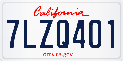 CA license plate 7LZQ401