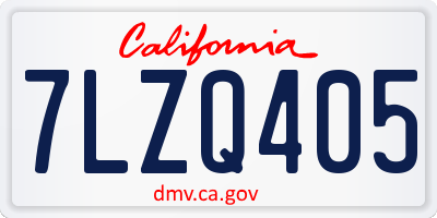 CA license plate 7LZQ405