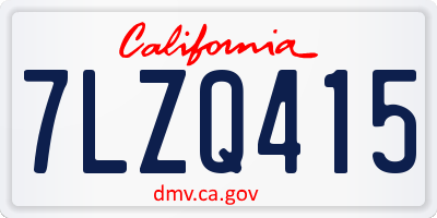 CA license plate 7LZQ415