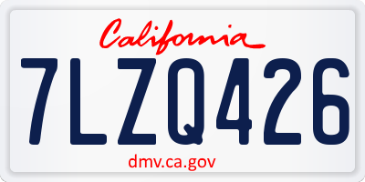CA license plate 7LZQ426