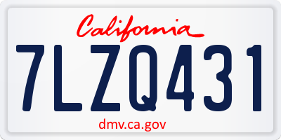 CA license plate 7LZQ431