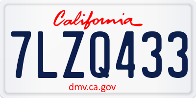 CA license plate 7LZQ433