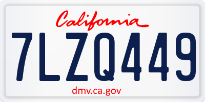 CA license plate 7LZQ449