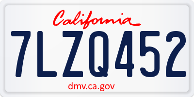 CA license plate 7LZQ452