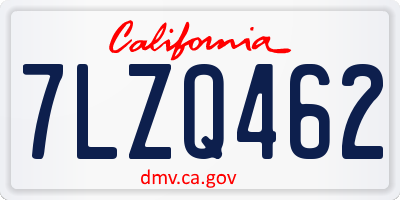 CA license plate 7LZQ462