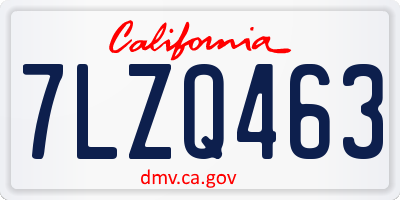 CA license plate 7LZQ463