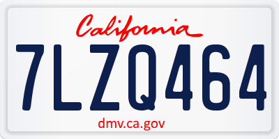 CA license plate 7LZQ464