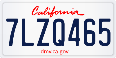 CA license plate 7LZQ465