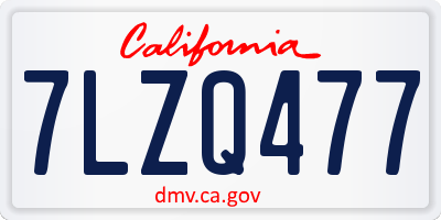 CA license plate 7LZQ477