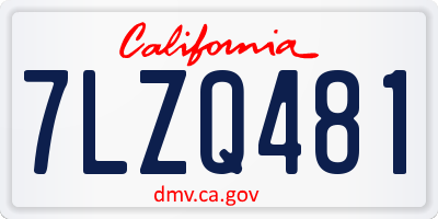 CA license plate 7LZQ481