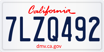 CA license plate 7LZQ492