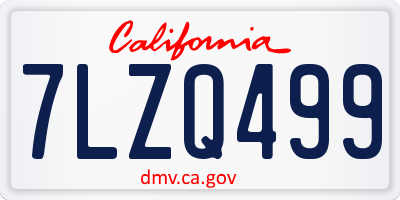 CA license plate 7LZQ499