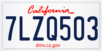 CA license plate 7LZQ503