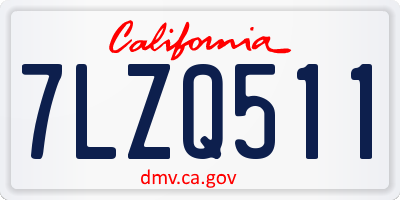CA license plate 7LZQ511