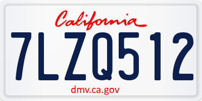 CA license plate 7LZQ512