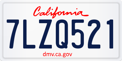 CA license plate 7LZQ521