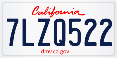CA license plate 7LZQ522