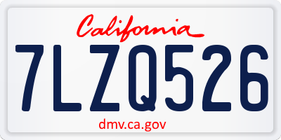 CA license plate 7LZQ526