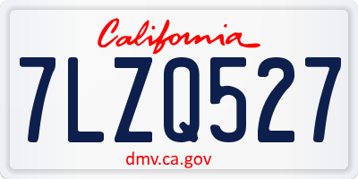 CA license plate 7LZQ527