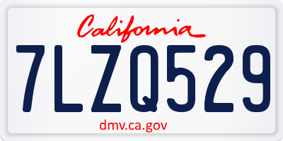 CA license plate 7LZQ529