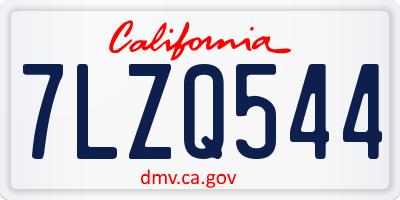 CA license plate 7LZQ544