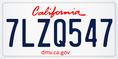 CA license plate 7LZQ547