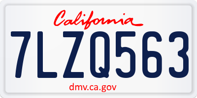 CA license plate 7LZQ563
