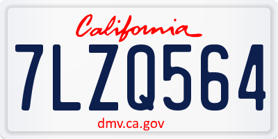 CA license plate 7LZQ564