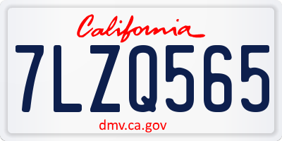 CA license plate 7LZQ565