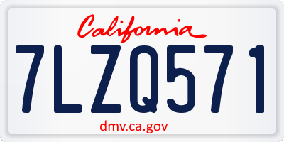 CA license plate 7LZQ571