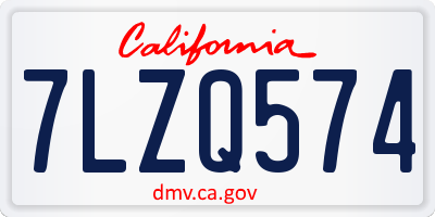 CA license plate 7LZQ574