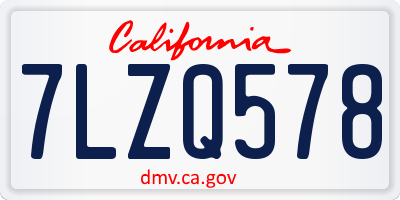 CA license plate 7LZQ578