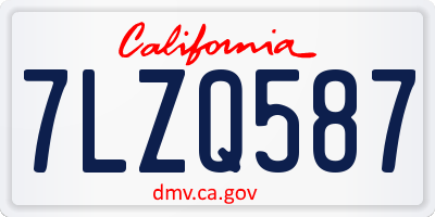 CA license plate 7LZQ587