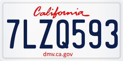 CA license plate 7LZQ593