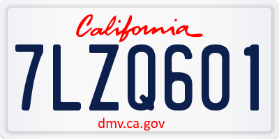 CA license plate 7LZQ601