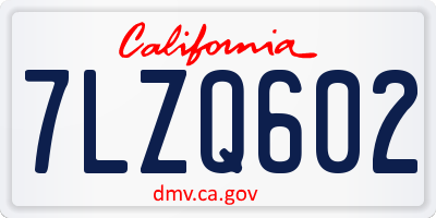 CA license plate 7LZQ602