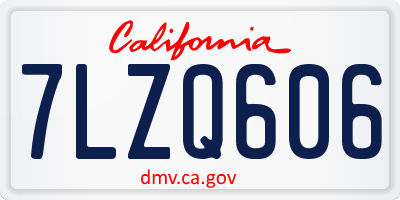 CA license plate 7LZQ606