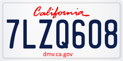 CA license plate 7LZQ608