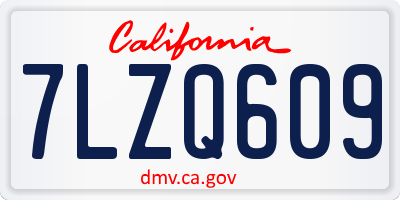 CA license plate 7LZQ609