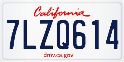 CA license plate 7LZQ614