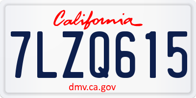 CA license plate 7LZQ615