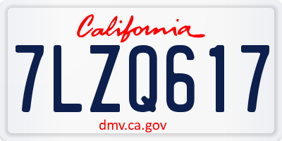 CA license plate 7LZQ617