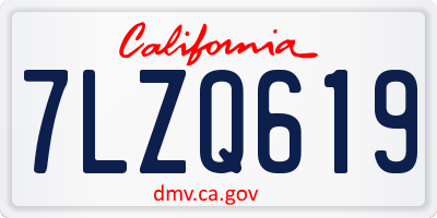 CA license plate 7LZQ619